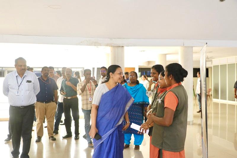 Health Minister interacting with Technopark women staff.