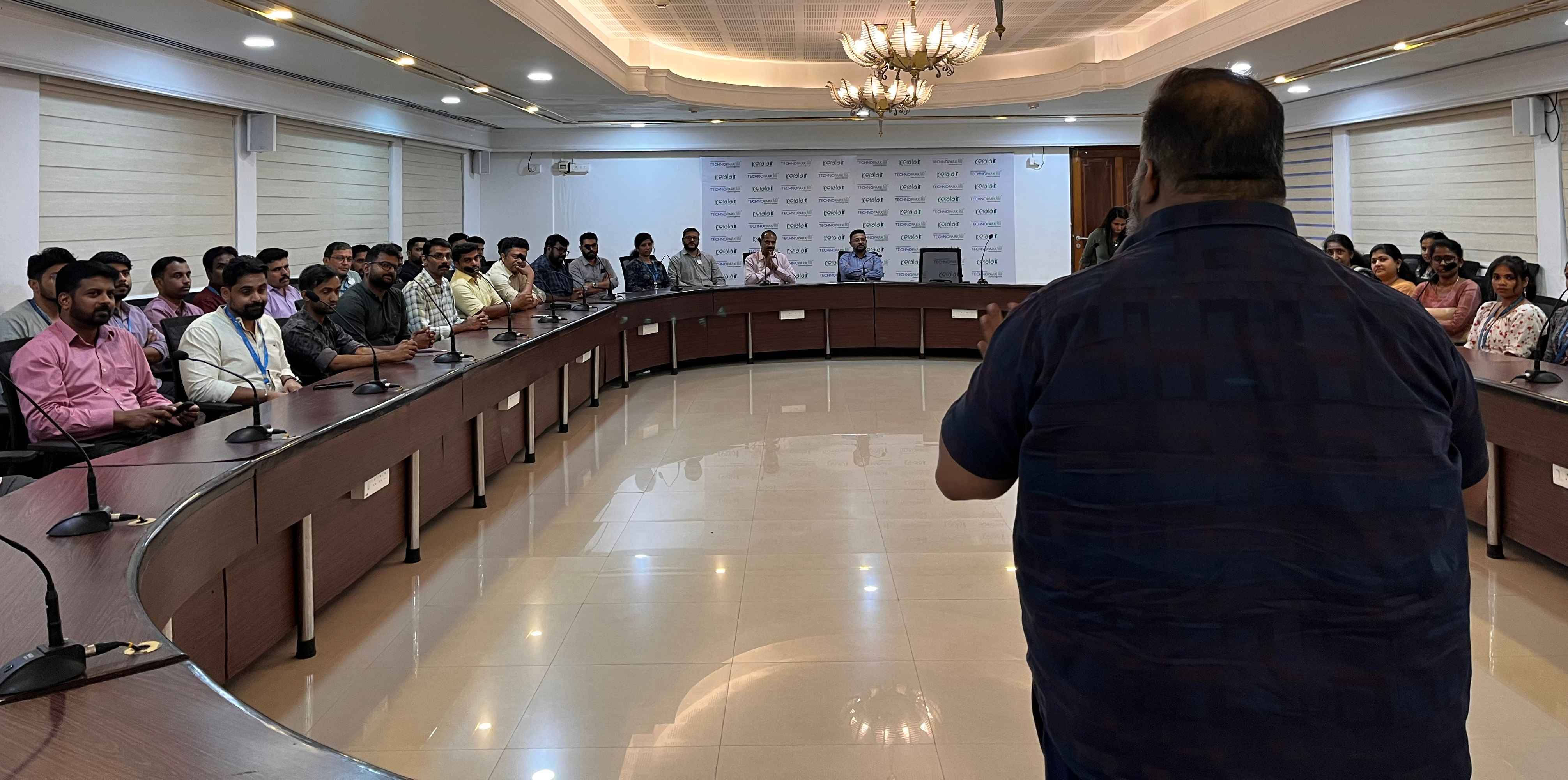 A posture correction workshop conducted at Park Centre, Technopark, on Wolrd Health Day.