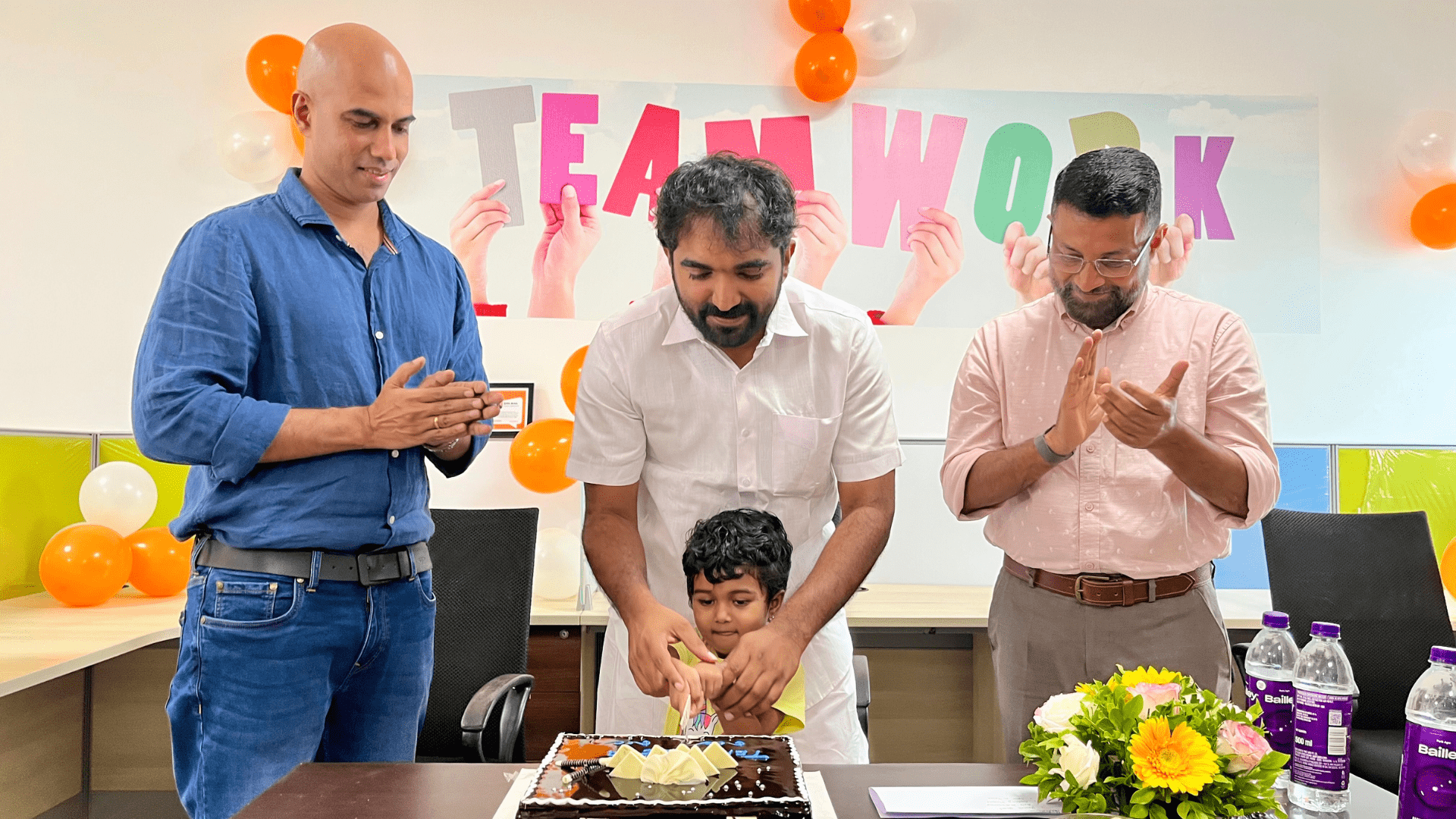 Celebrating the launch of Tricta Technologies' new India office at Technopark.