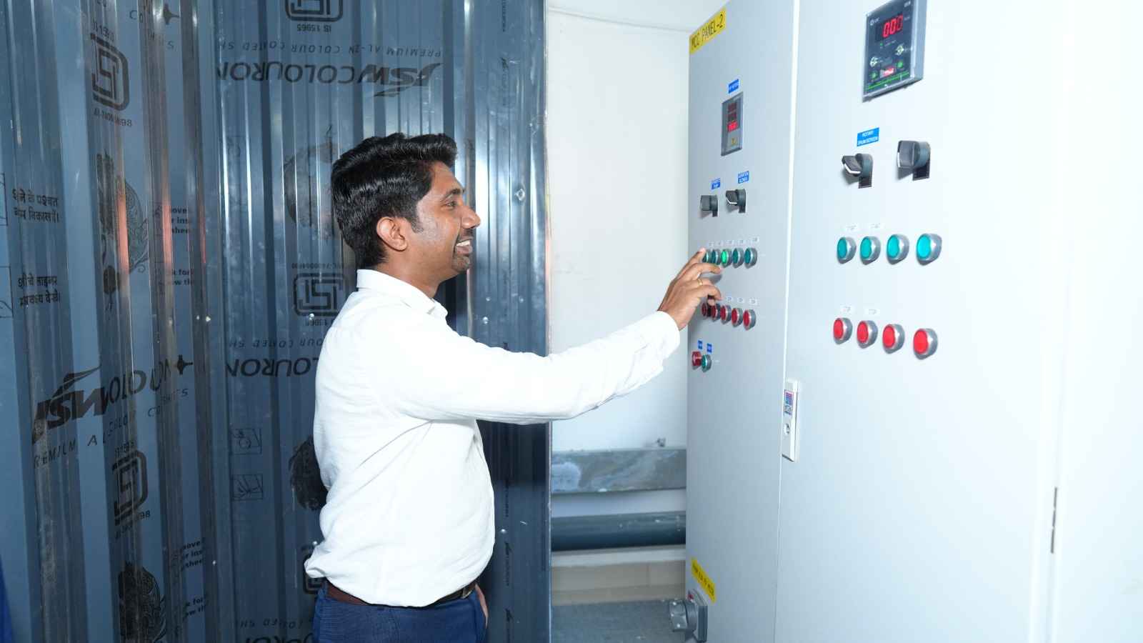 Mr. Abhilash MR (Manager – MEP), operating the STP.