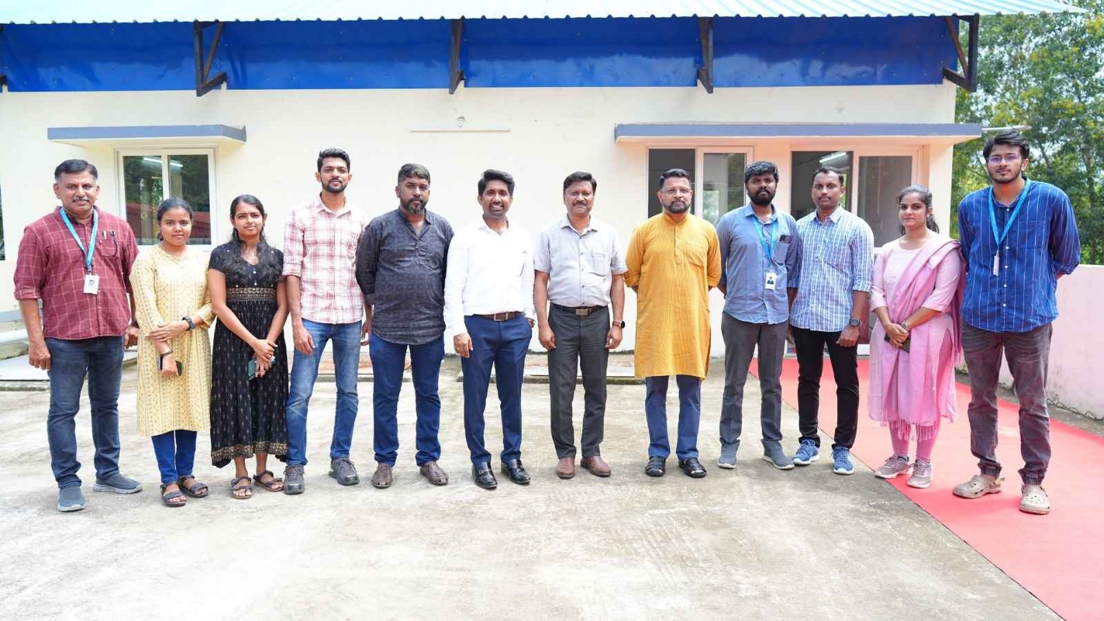 Col Sanjeev Nair (Retd), Mr. Madhavan Praveen. and Mr. Abhilash MR, with other Technopark officials.