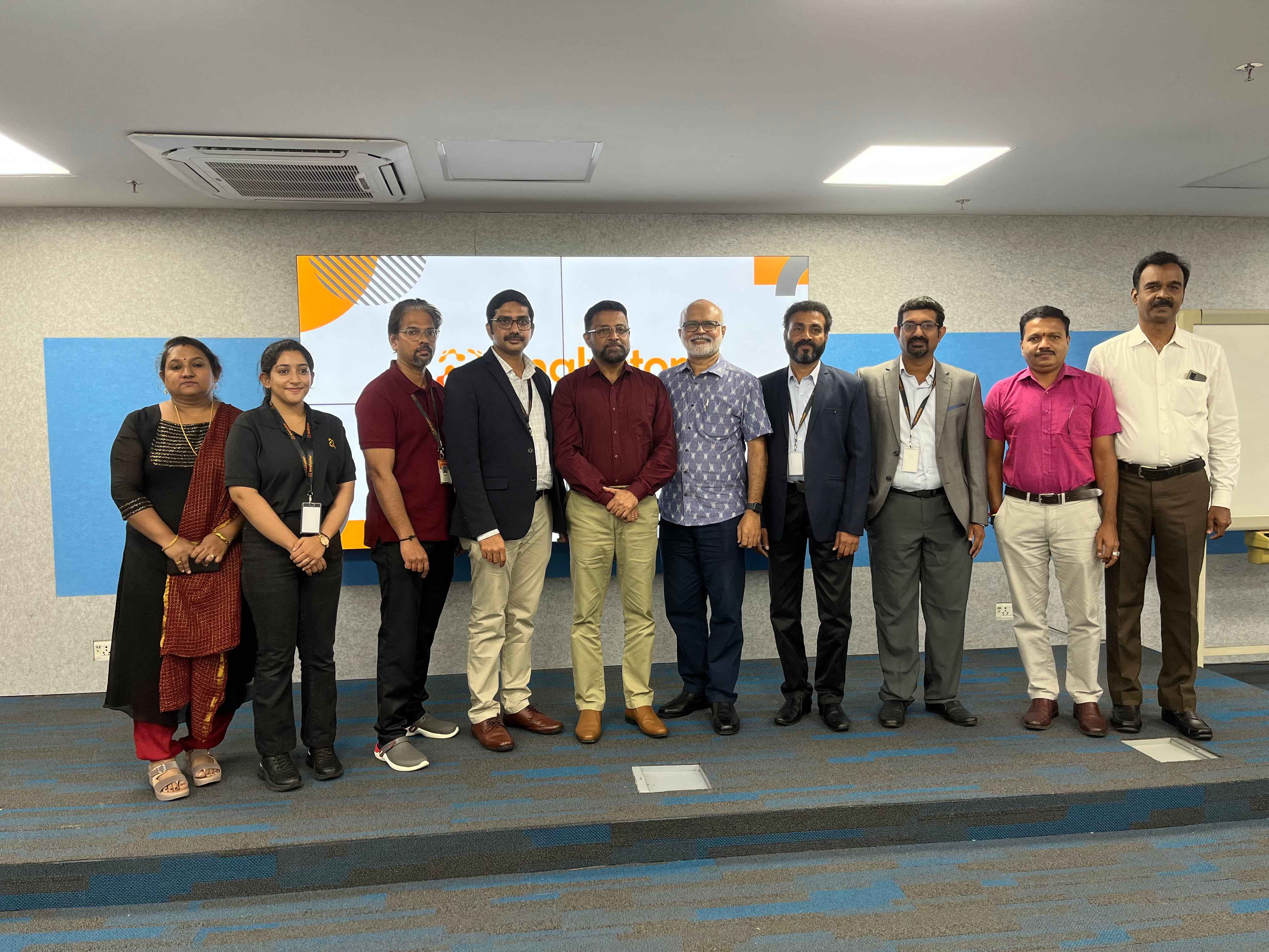 Col Sanjeev Nair (Retd), CEO Technopark, with Team Analystor Technologies and other guests at the office launch.