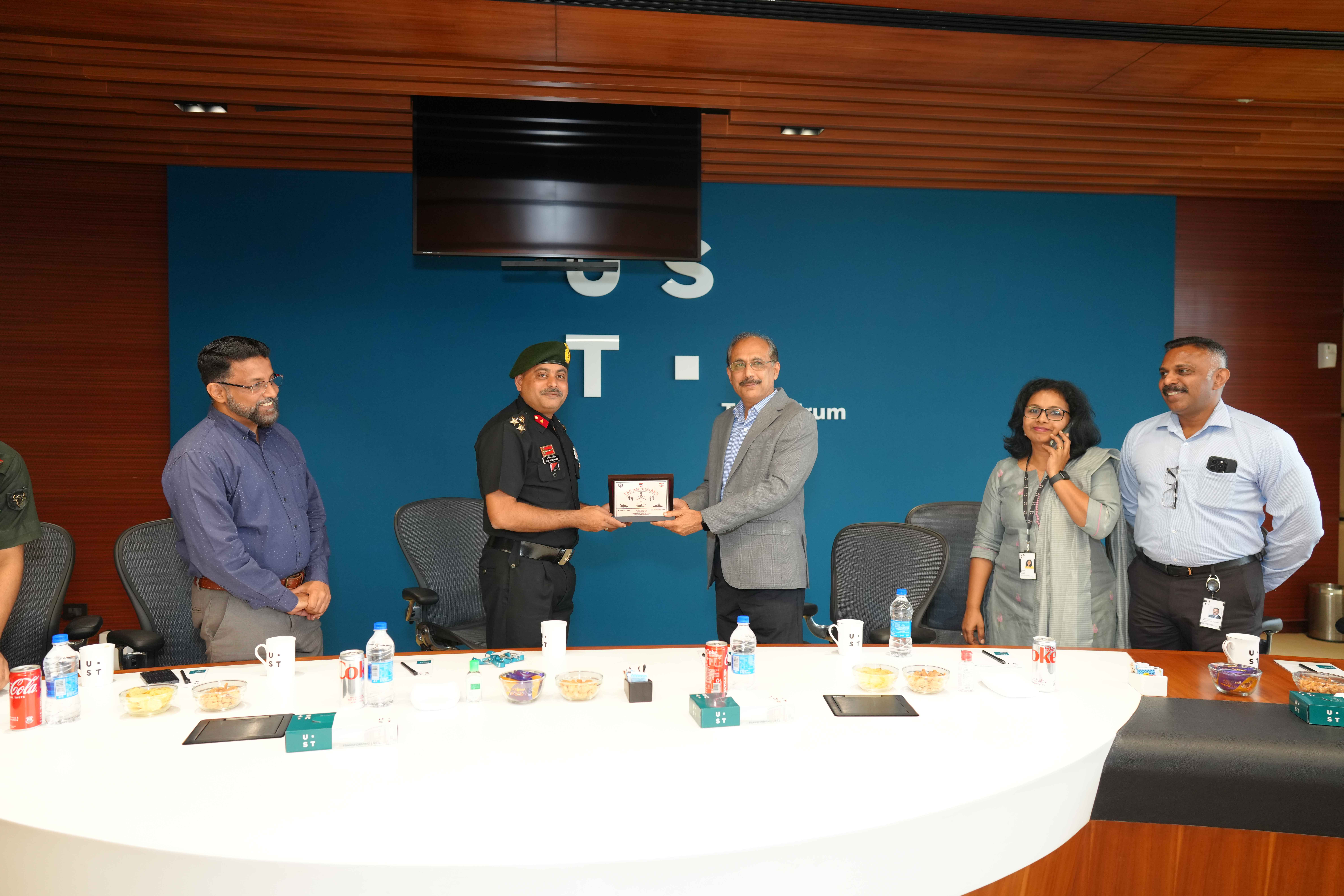 Brigadier Anurag Upadhyaya, with CEO Technopark and UST Global leadership.