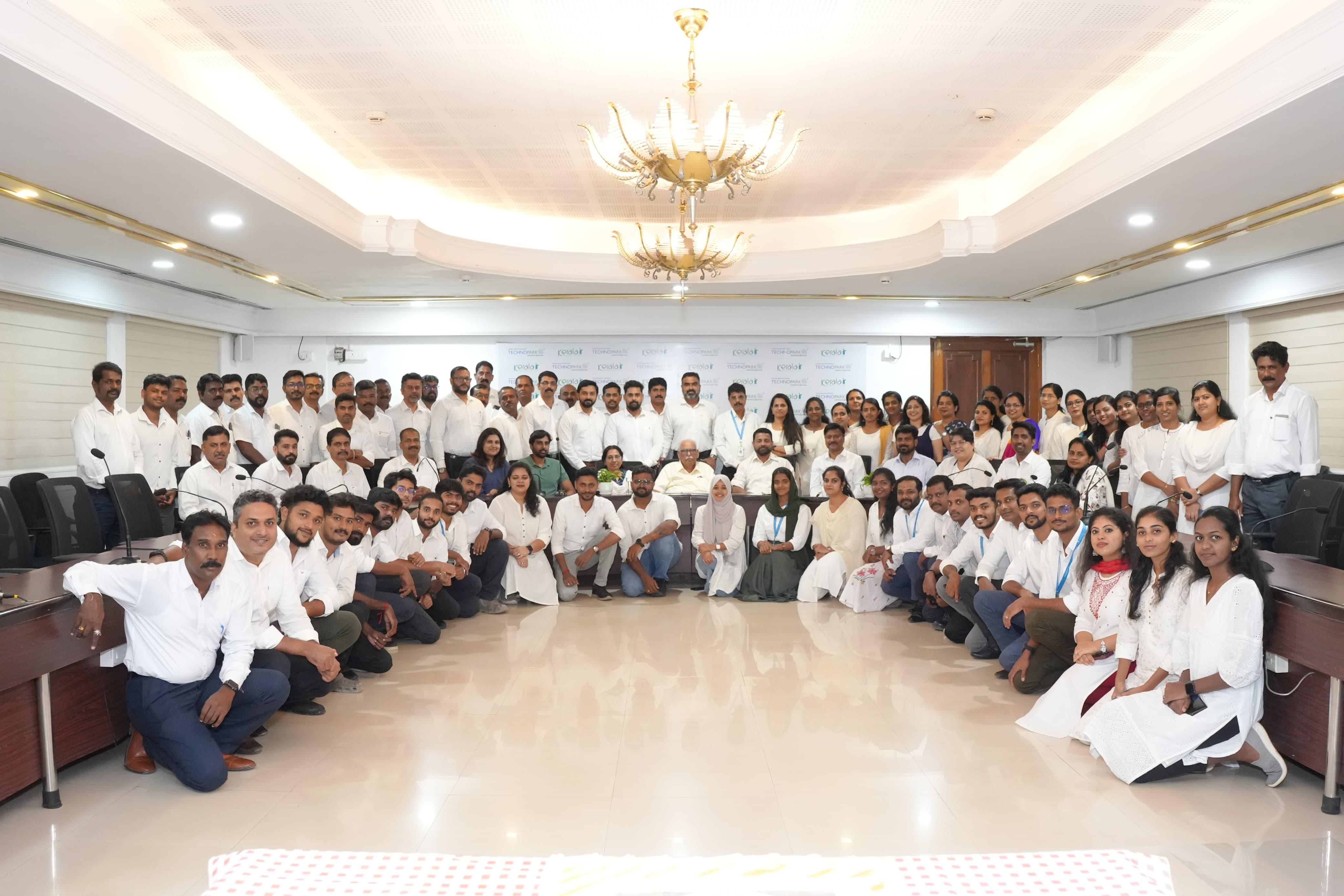 Park Centre employees at the felicitation of Shri K. Madhavan Pillai, founding Executive Council Member of Technopark and former Chief Engineer, PWD.