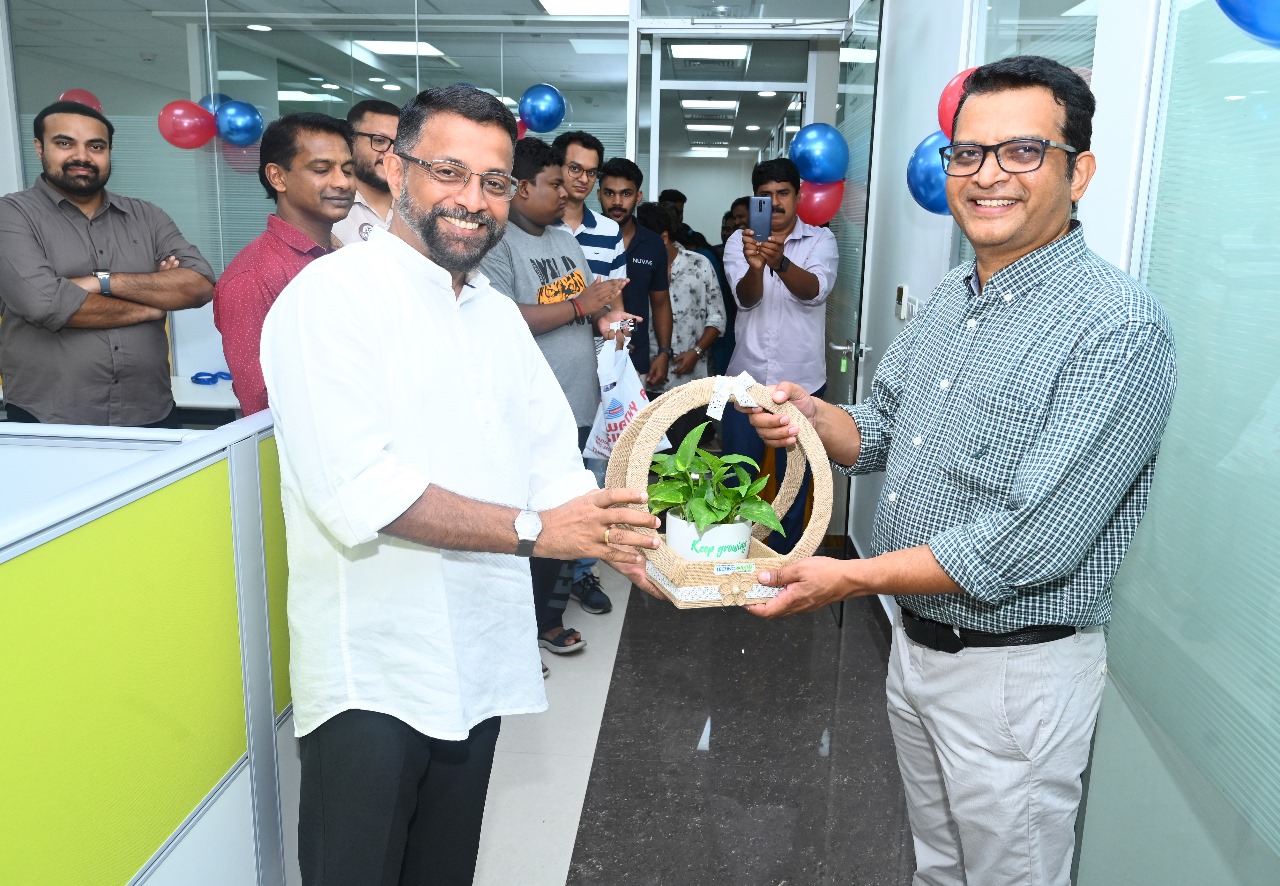 Presenting a token of appreciation.