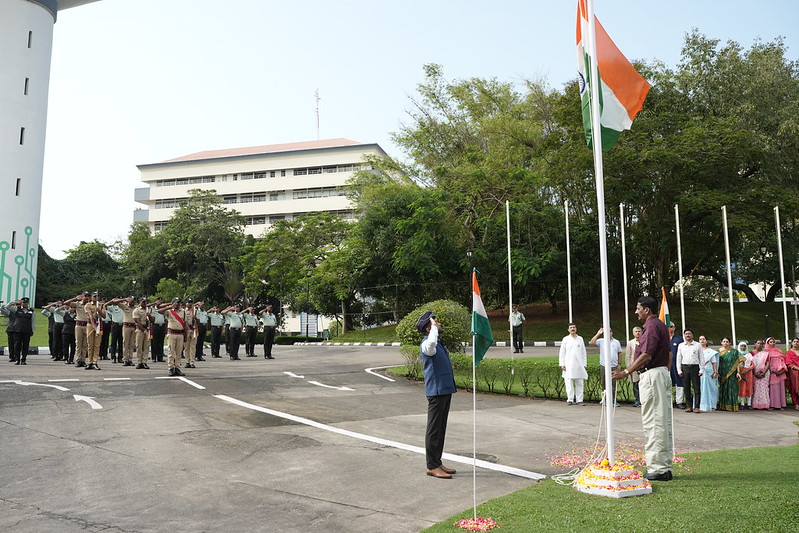 CEO Technopark saluting the flag.