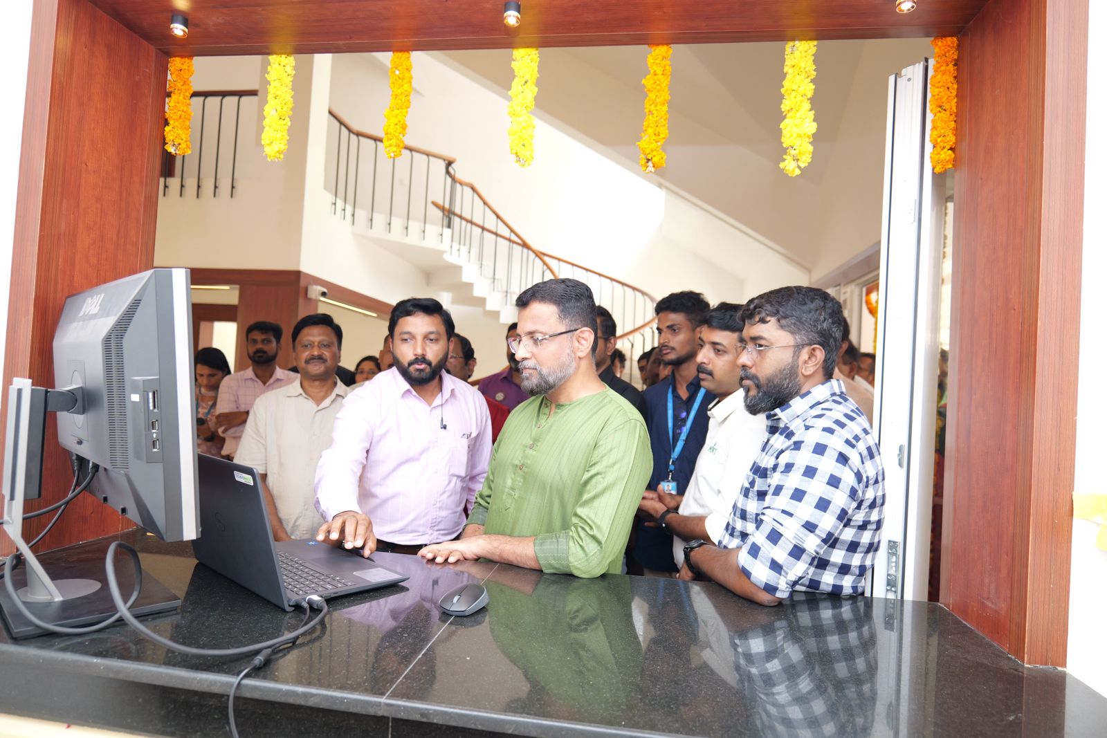 Col Sanjeev Nair (Retd), CEO Technopark, trying out the guest house online booking portal.