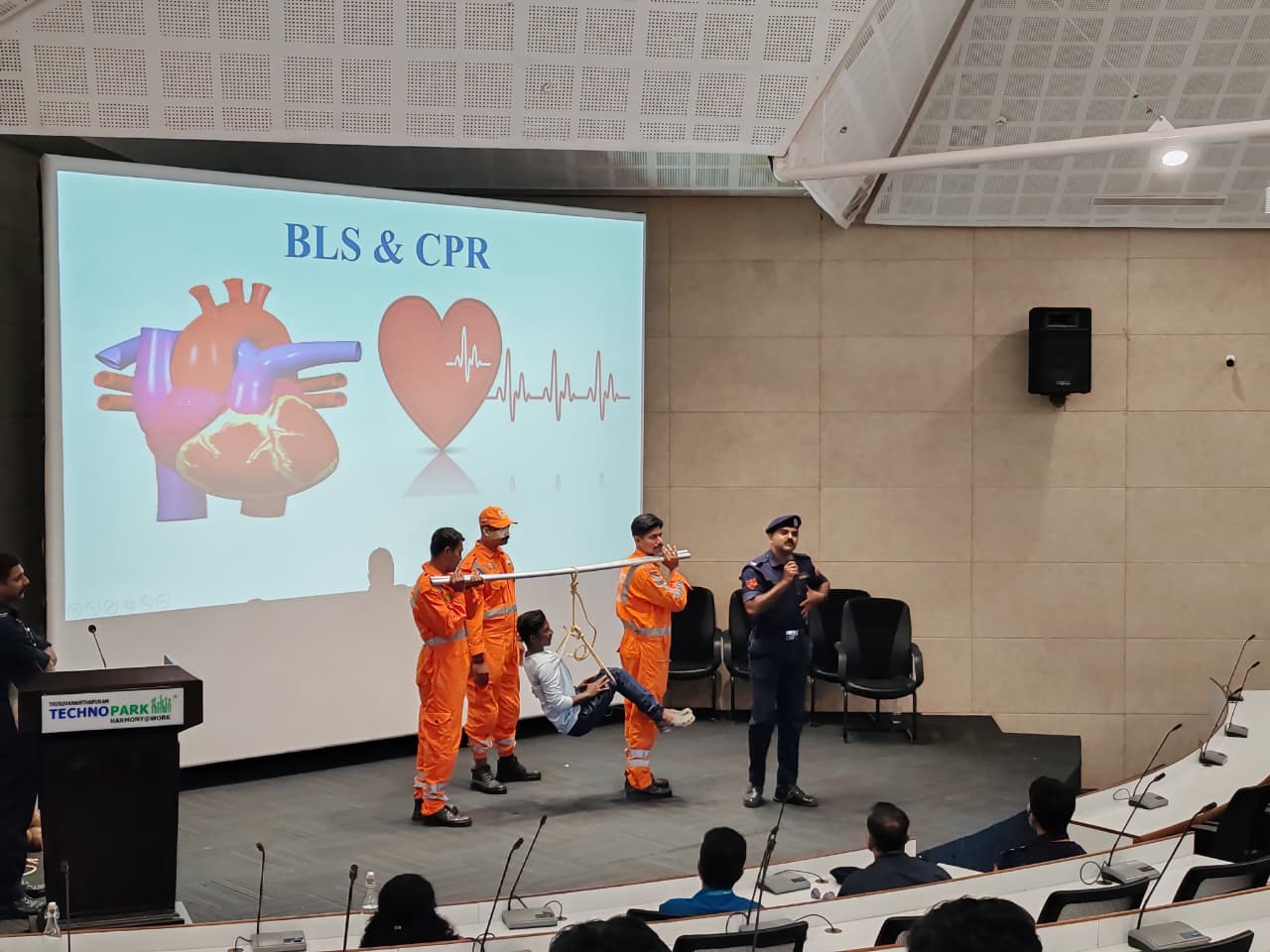Organized in association with the District Disaster Management Authority, the program highlighted proactive disaster preparedness, with Technopark’s Fire & Safety teams and leadership joining NDRF experts to enhance community readiness.